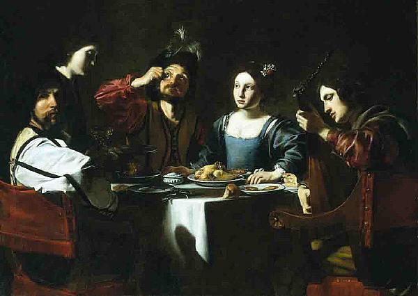 Nicolas Tournier Banquet Scene with a Lute Player France oil painting art